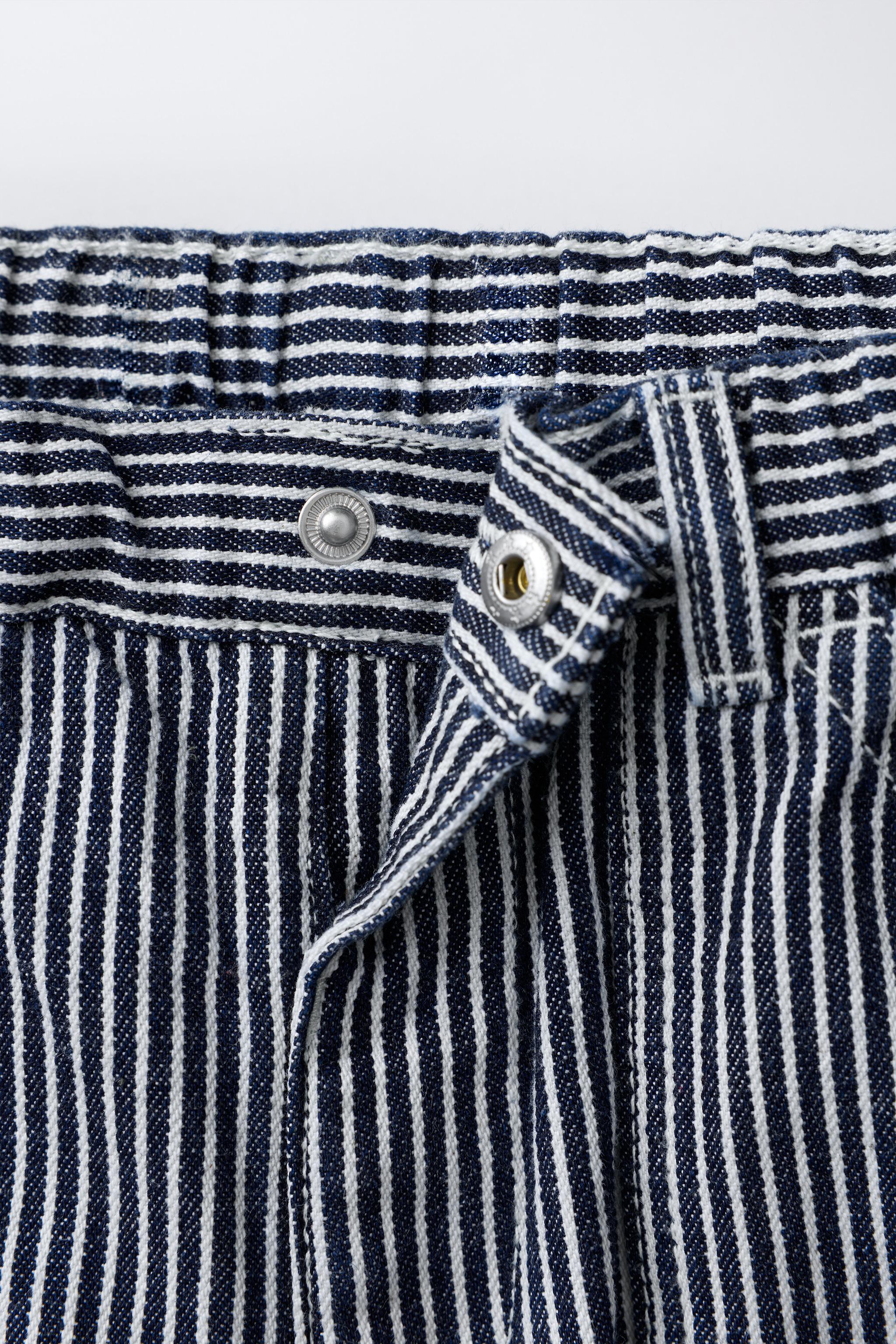 STRIPED BAGGY DENIM PANTS